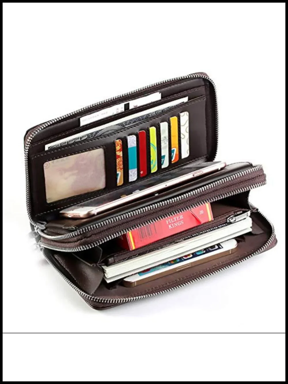 Men's Long Wallet Large Leather Clutch Business Handbag Phone Card Holder Case
